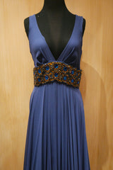 Jenny Packham Jeweled Navy Gown with Jeweled Waistband