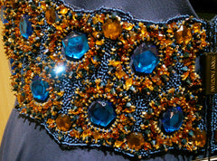 Jenny Packham Jeweled Navy Gown with Jeweled Waistband