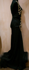 Jenny Packham Black Silk Gown with Gold Embroidered Detailing