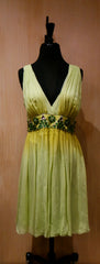 Jenny Packham Jeweled Lime Ombre Silk Chiffon and Jeweled Dress
