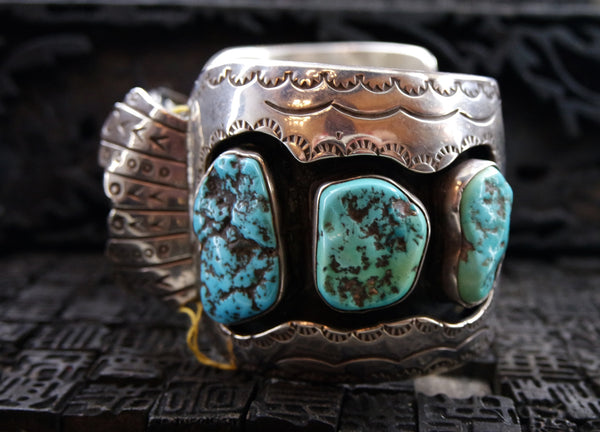 Vintage Southwestern Silver and Turquoise Watchband