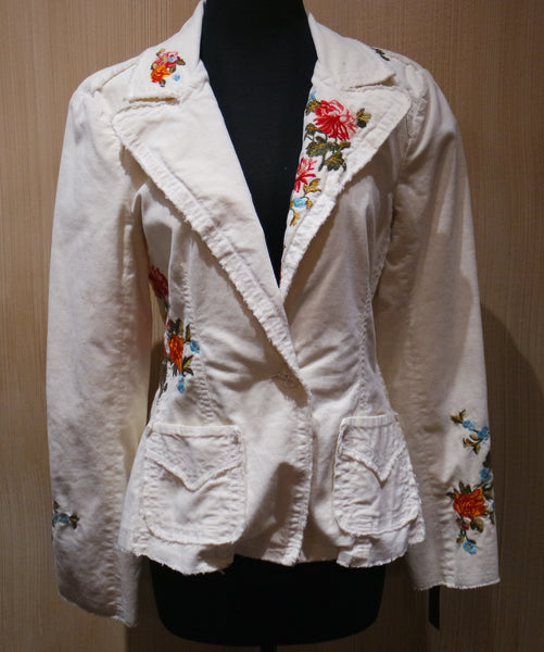 Johnny Was Embroidered Floral Corduroy Jacket