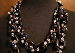 Erickson Beamon Black Chain Link Necklace with Crystals