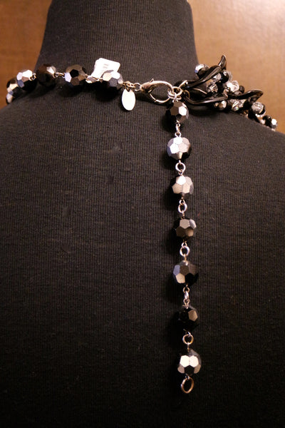 Erickson Beamon Black Chain Link Necklace with Crystals