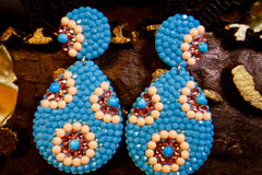 Roni Blanshay Teardrop Chandelier Earring in Turquoise Crystals
