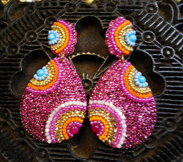 Roni Blanshay Teardrop Rainbow Pave Custom Earring