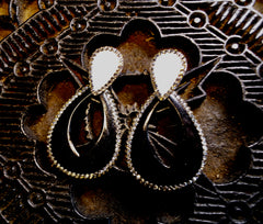 Roni Blanshay Open Teardrop Chandelier Earring in Black and White Enamel