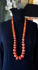 Churchill Private Label Necklace of Rare Coral Beads with 18K/22K Yellow Gold
