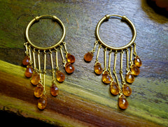 Aman 22K Yellow Gold and Orange Garnet Hoop Earrings
