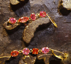 Churchill Private Label 18K Yellow Gold and Padparadscha Sapphire Earrings