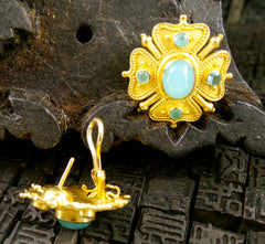 Carolyn Tyler 22K Yellow Gold and Peruvian Opal Earrings