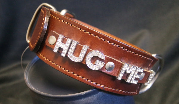 Doggie Dog "Hug Me I'm Famous" Dog Collar with Swarovski Crystals