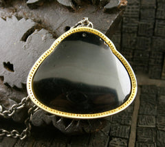 Jolie Altman Carved Obsidian Buddha Necklace in Sterling, 18K Gold, and Diamonds. One of a Kind