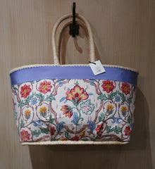 English Floral Straw Tote Bag- One-of-a-Kind