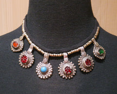Kuchi Tribe Gypsy Necklace with Multi Colored Charms