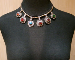 Kuchi Tribe Gypsy Necklace with Multi Colored Charms