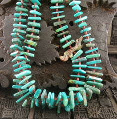 Southwestern Turquoise and Silver Two Strand Necklace with Heishi