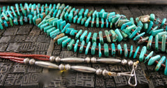 Southwestern Turquoise and Silver Two Strand Necklace with Heishi