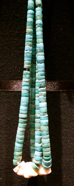 Older Navajo Turquoise Tab and Heishi Necklace with Jocla