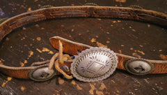 Southwestern Silver and Leather Children's Concha Belt or Hatband