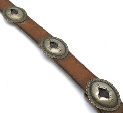 Southwestern Silver and Leather Children's Concha Belt or Hatband