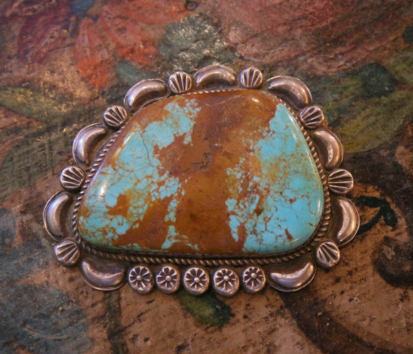 Native American Navajo Sterling Silver and Turquoise Pin/Brooch