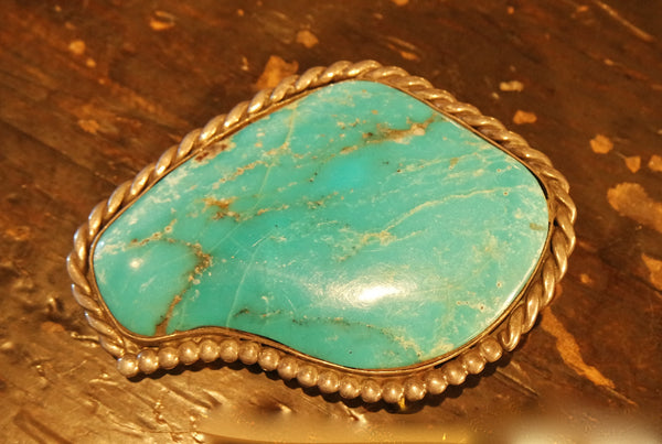 Navajo Pawn Silver and Turquoise Pin/Brooch/Pendant