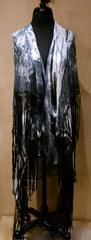 Elizabeth Gillett Abstract Wave Fringed Shawl/Scarf