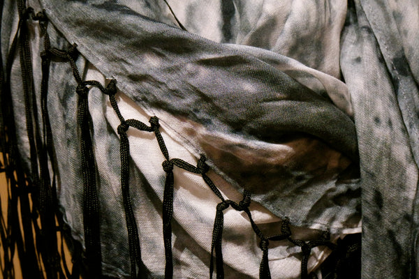 Elizabeth Gillett Abstract Wave Fringed Shawl/Scarf