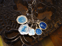 Shannon Koszyk Vintage Blue Mary Medals Necklace- 24"