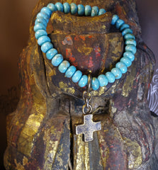 Shannon Koszyk Turquoise Bracelet with Bronze Cross Charm