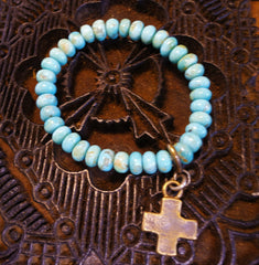 Shannon Koszyk Turquoise Bracelet with Bronze Cross Charm