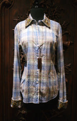 And Cake Embellished Plaid Shirt - Blue