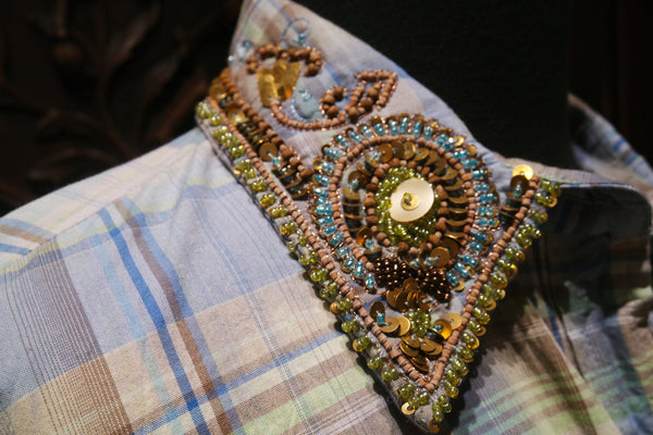 And Cake Embellished Plaid Shirt - Blue