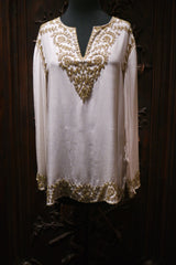 Adrienne Landau Silk Tunic with Gold Embellishment