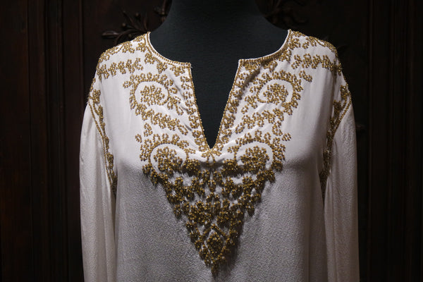 Adrienne Landau Silk Tunic with Gold Embellishment