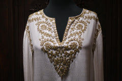 Adrienne Landau Silk Tunic with Gold Embellishment