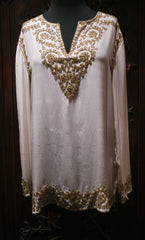 Adrienne Landau Silk Tunic with Gold Embellishment
