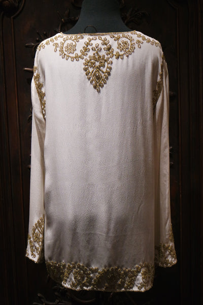 Adrienne Landau Silk Tunic with Gold Embellishment