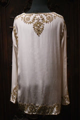 Adrienne Landau Silk Tunic with Gold Embellishment