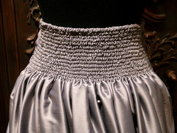 Grey Ruched Skirt with Tulip Hem