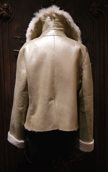 Sprung Freres Gold Nappa Leather/Shearling Jacket