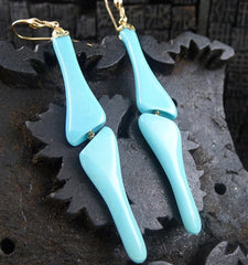 Lucifer Vir Honestus 18K Gold and Turquoise "Bones" Drop Earrings