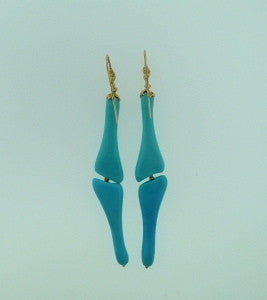 Lucifer Vir Honestus 18K Gold and Turquoise "Bones" Drop Earrings