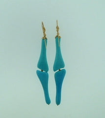 Lucifer Vir Honestus 18K Gold and Turquoise "Bones" Drop Earrings