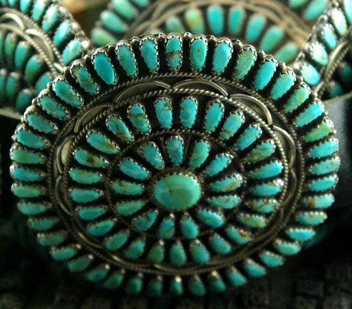 Old Pawn Navajo Silver and Turquoise Concho Belt