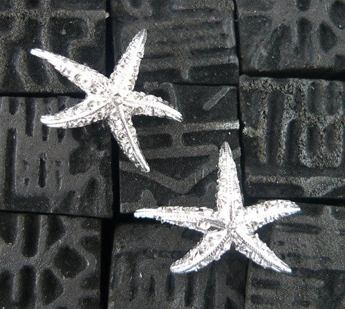 Umlaut 18K White Gold & Diamond Starfish Earrings