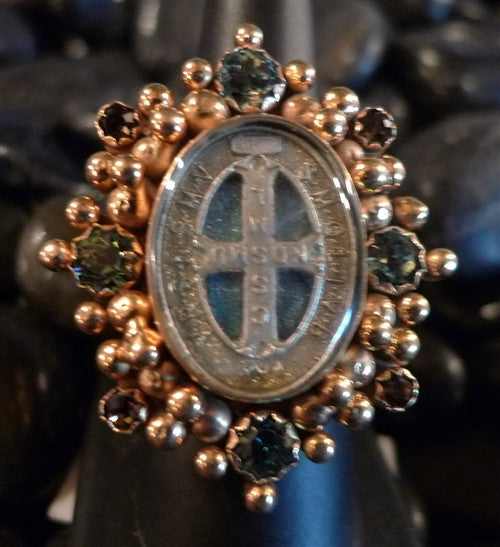 Virgins, Saints & Angels Oval San Benito Ring with Swarovski Crystals