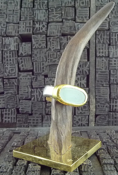 Nava Zahavi Aquamarine, 24K Yellow Gold and Sterling Silver Ring