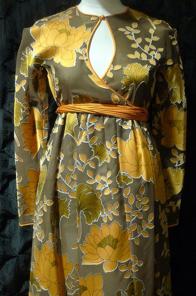 Vintage Geoffrey Beene Silk Lotus Flower Dress
